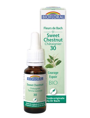 Image de Sweet Chesnut Châtaigner n°30 - Courage et espoir Bio aux fleurs de Bach 20 ml - Biofloral via Willow Saule n°38 Biofloral - Fleurs de Bach 20ml