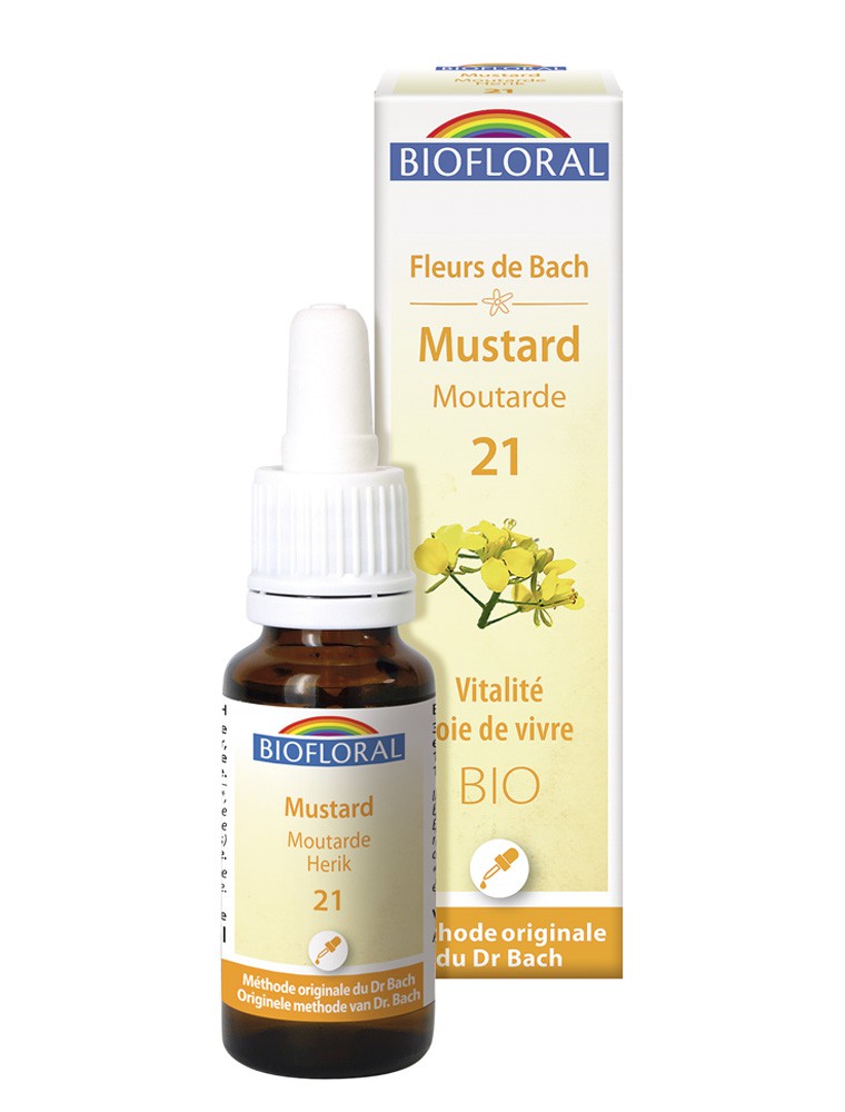 Image principale de la modale pour Mustard Moutarde n°21 - Tristesse et Mélancolie Bio aux fleurs de Bach 20 ml - Biofloral