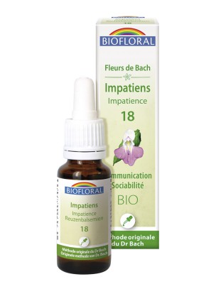 Image de Impatiens Impatience n°18 - Patience and Tolerance Organic with flowers of Bach 20 ml - Biofloral depuis The flowers of Bach combine against loneliness for inner well-being
