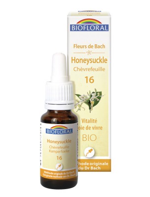 Image de Honeysuckle Chèvrefeuille n°16 - Vitalité et Joie de Vivre Bio aux Fleurs de Bach 20 ml - Biofloral via Houx (Holly) N°15 Bio - Elixirs and Co