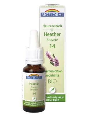Image de Heather Heather n°14 - Communication and Sociability Organic with Flowers of Bach 20 ml - Biofloral via Buy Impatiens Impatience n°18 - Patience and Tolerance Organic with flowers