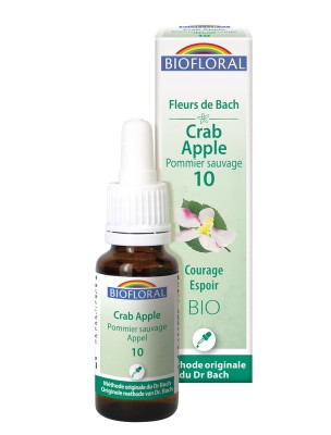 Image de Crab Apple Pommier n°10 - Courage et Espoir Bio aux Fleurs de Bach 20 ml - Biofloral via Châtaignier Bio - Elixir Floral de Bach 15 ml - Deva