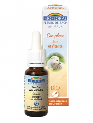 Image de Complexe Joie et Vitalité Bio - Fleurs de Bach pour Animaux 20 ml - Biofloral depuis Commandez les produits Biofloral à l'herboristerie Louis