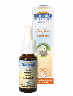 Image de Organic Sociability Complex - Flowers of Bach for Animals 20 ml - Biofloral depuis Rescue remedy farts for the sensitivity of your pets
