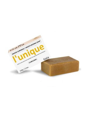 Image de L'unique, au curcuma - Savon surgras 100 g - Gaiia via Savon Le soyeux - Tendre et Fleuri 100 g - Gaiia