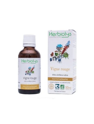 Image de Vigne rouge Bio - Circulation Teinture-mère Vitis vinifera rubra 50 ml - Herbiolys depuis Achetez Aulne Glutineux Macérât Bourgeons Bio Sans Alcool 30ml - Herbiolys