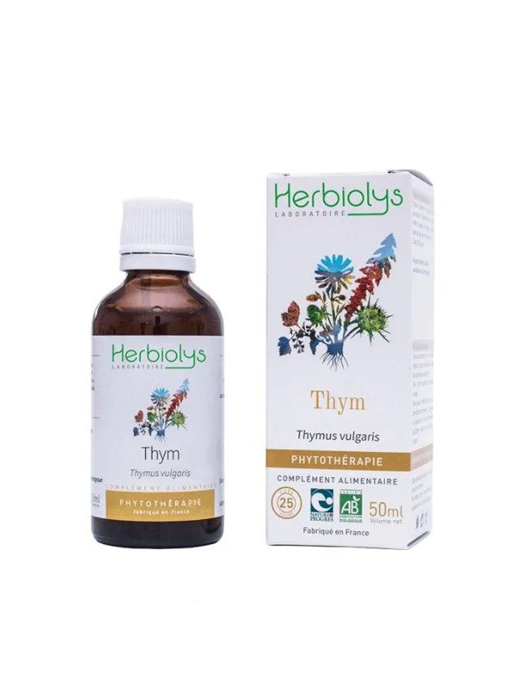 Image principale de la modale pour Thym Bio - Digestion et Tonus Teinture-mère Thymus vulgaris 50 ml - Herbiolys
