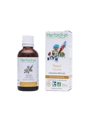 Image de Souci (Calendula) Bio - Peau et Muqueuses Teinture-mère Calendula officinalis 50 ml - Herbiolys via Mahonie houx Bio - Troubles cutanés - Herbiolys