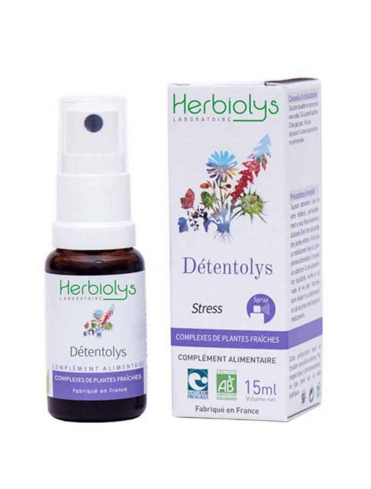 Image principale de la modale pour Détentolys Spray Bio - Stress et Angoisse Extrait de plantes fraîches 15 ml - Herbiolys