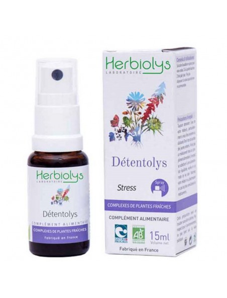 Image principale de Détentolys Spray Bio - Stress et Angoisse Extrait de plantes fraîches 15 ml - Herbiolys