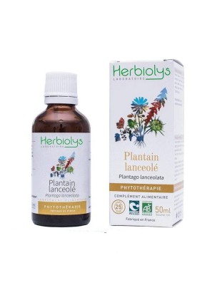 Image de Plantain lanceolé Bio - Voies respiratoires Teinture-mère 50 ml - Herbiolys via Allergolys Bio - Allergies Extrait de plantes fraîches 50 ml - Herbiolys