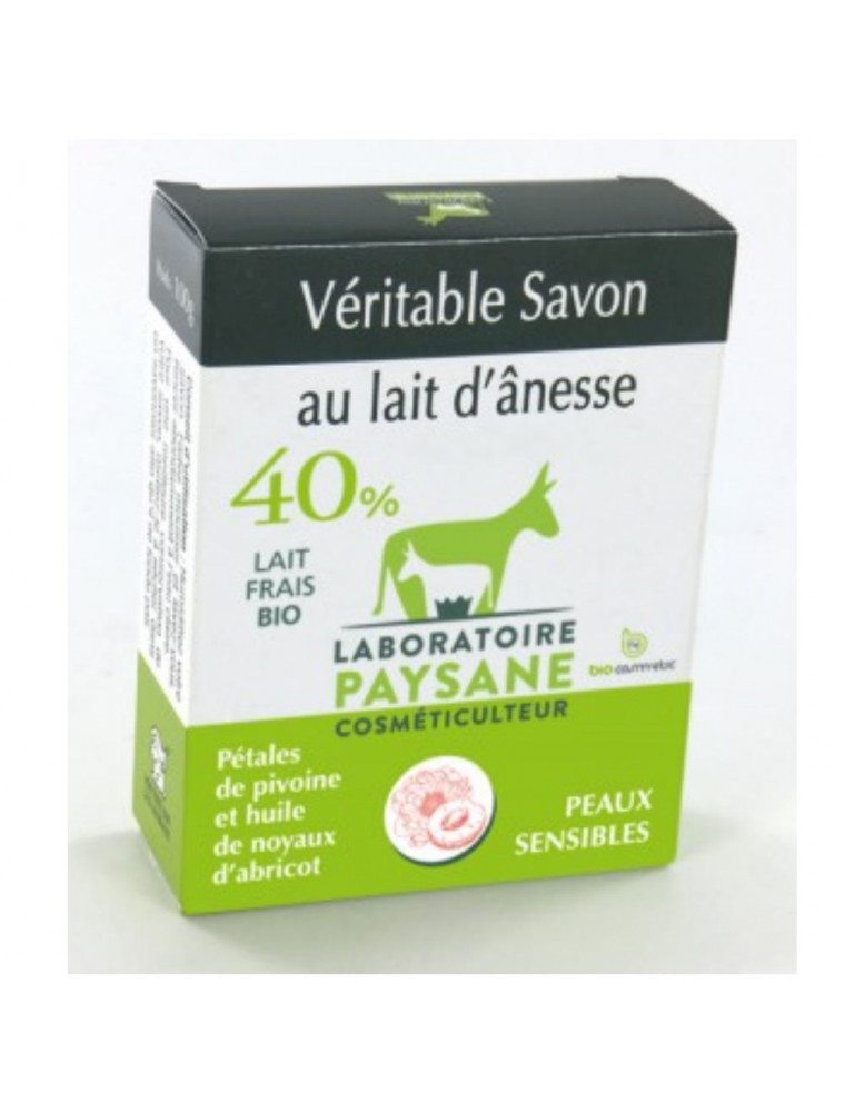 Savon Pivoine et Abricot au lait d'ânesse Bio - Peaux sensibles 100g - Paysane Savon Pivoine et Abricot au lait d'ânesse Bio - Peaux sensibles 100g - Paysane