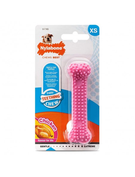 Image principale de Puppy Teething Dental Chew Pink Chicken - Os à mâcher en Nylon pour chiots X Small - Nylabone