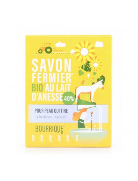 Savon 3 Beurres et Avocat au lait d'ânesse Bio - Peaux très sèches 100g - Paysane Savon 3 Beurres et Avocat au lait d'ânesse Bio - Peaux très sèches 100g - Paysane