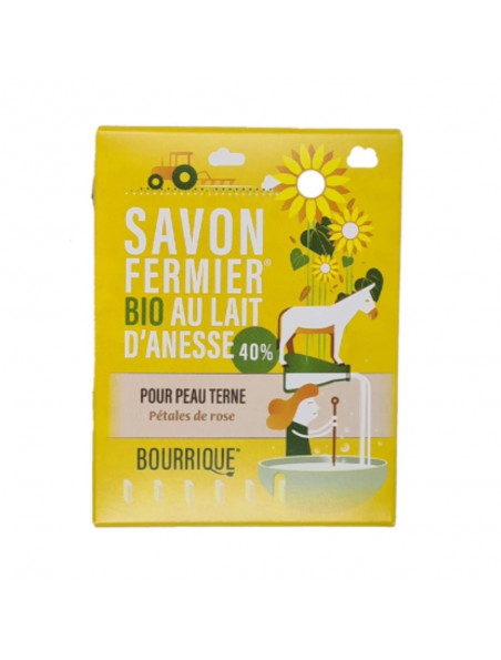 Savon Pétales de Rose au lait d'ânesse Bio - Peaux ternes 100g - Paysane Savon Pétales de Rose au lait d'ânesse Bio - Peaux ternes 100g - Paysane