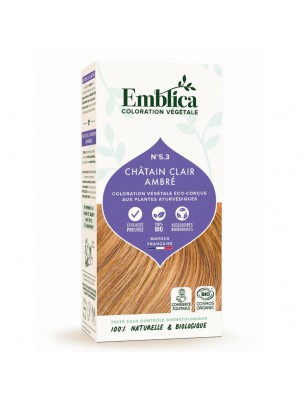 Image de Coloration Châtain Clair Ambré Bio - Coloration végétale 5.3 100g - Emblica depuis Produits naturels pour vos cheveux - Herboristerie en ligne