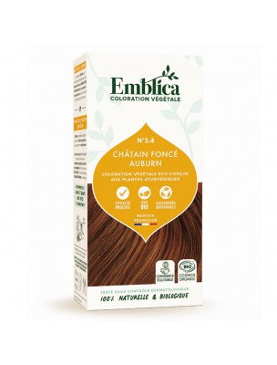 Image de Auburn Dark Brown Haircolour - Organic Haircolour 3.4 100g Emblica depuis Natural hair dyes and hair care