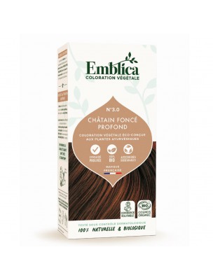 Image de Coloration Châtain Foncé Profond Bio - Coloration végétale 3.0 100g - Emblica via Coloration Brun Glacé Bio | Emblica