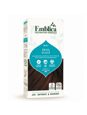 Image de Coloration Brun Glacé Bio - Coloration végétale 2.1 100g - Emblica via Coloration Noir Profond Bio - 100g Emblica