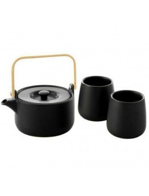 Image de Black Earthenware Teapot 500ml with 2 mugs depuis Cast iron, porcelain or glass teapots for aesthetic brewing