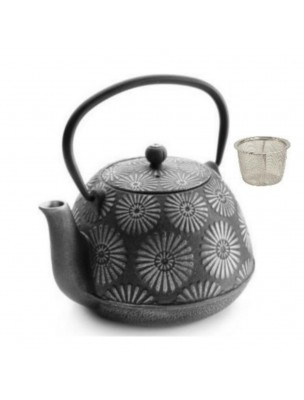 Image de Cast Iron Teapot with Floral Patterns 1,2 Litre with its filter depuis Cast iron, porcelain or glass teapots for aesthetic brewing