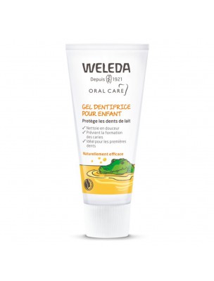 Image de Gel dentifrice pour enfant - Protection naturelle des dents de lait 50 ml - Weleda via Acheter Shampooing Cheveux et Corps pour Bébé - Au Calendula 200 ml -