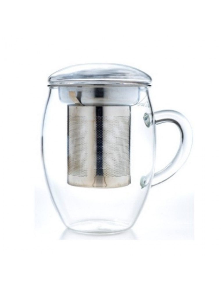 Image principale de la modale pour Mug 3 en 1 en Verre borosilicate à Simple Paroi 400ml avec son filtre