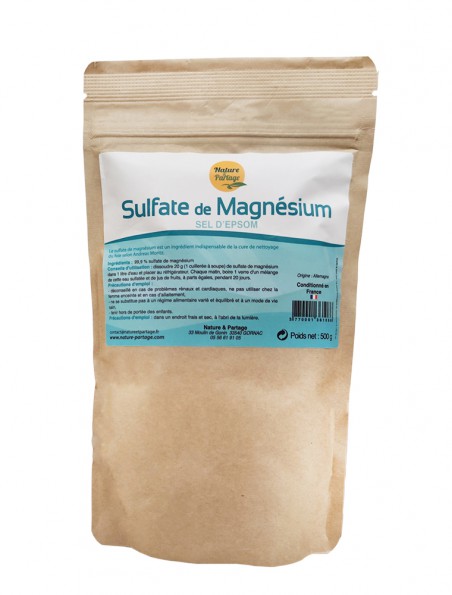 Sulfate de Magnésium - Sel d'Epsom 500 grammes - Nature et Partage
