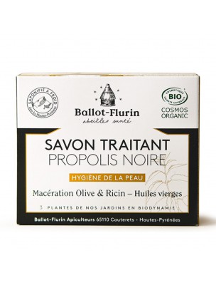 Image de Organic Black Propolis Soap - Reinforced Hygiene 100 g Ballot-Flurin depuis Soaps from the hive