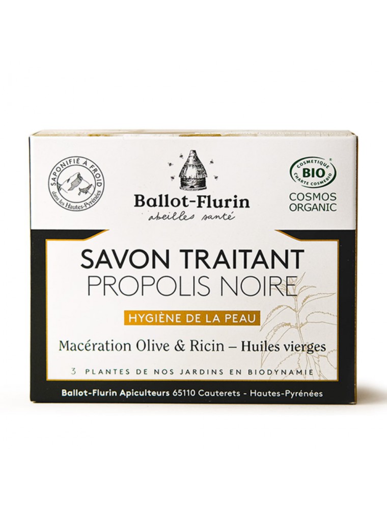 Image principale de la modale pour Savon Propolis Noire Bio - Hygiène renforcée 100 g - Ballot-Flurin