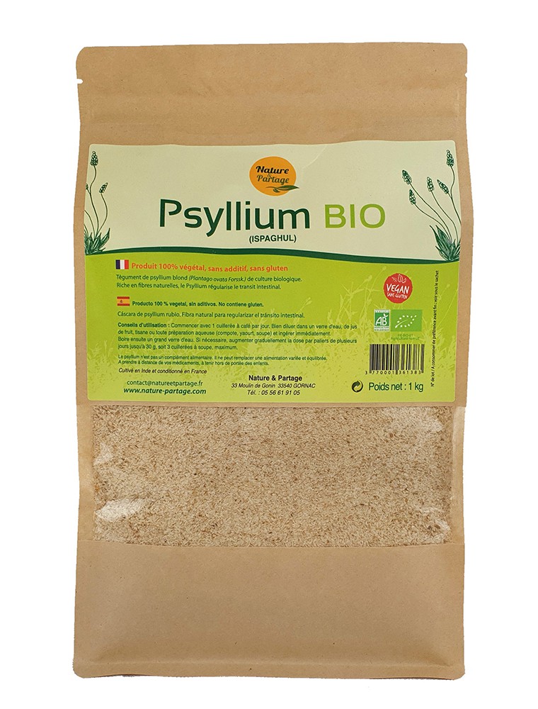 Image principale de la modale pour Psyllium blond Bio - Transit intestinal 1 kg - Nature et Partage 