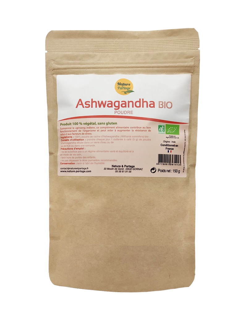 Ashwagandha Bio - Racine en poudre 150g - Withania somnifera - Nature et Partage