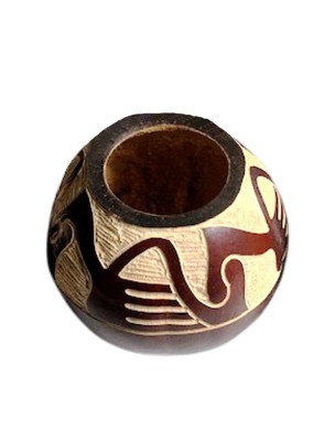 Image de Calebasse à Maté Artisanale aux Parois décorées via Tasse et Bombilla pour Maté 230 ml - Aromandise