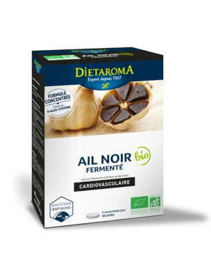 Image de Ail Noir Fermenté Bio - Système Circulatoire 60 comprimés - Dietaroma via Ail Olivier Aubépine Bio - Diétaroma