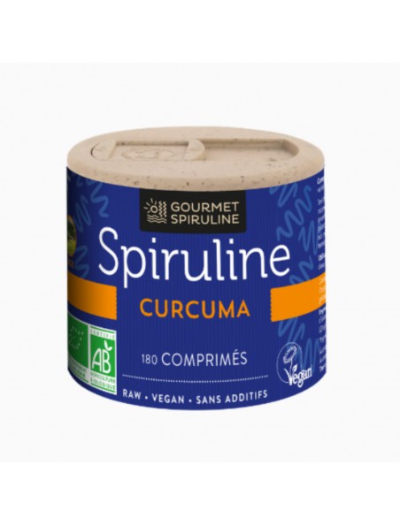 Image principale de Spiruline Curcuma Bio - Vitalité 180 comprimés - Gourmet Spiruline