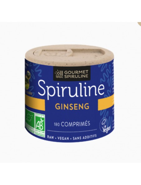 Image principale de Spiruline Ginseng Bio - Vitalité 180 comprimés - Gourmet Spiruline