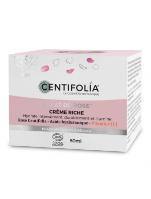 Image 52461 supplémentaire pour Crème Riche Eclat de Rose Bio - Peaux normales à sèches 50 ml - Centifolia
