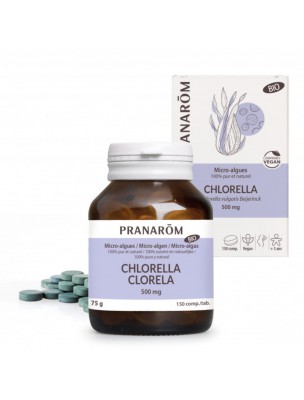 Image de Chlorella Bio - Vitalité et dépuratif 150 comprimés - Pranarôm via POE N°9 Chlorella et Oligo - Détox 100ml - Bioligo