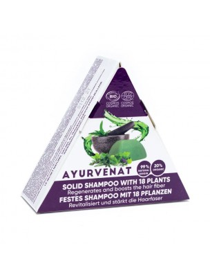 Image de Shampooing Solide ayurvédique aux 18 plantes actives Bio - Ayurvenat 50 g - Le Secret Naturel via Soin des Lèvres Ayurvédique Basilic & Mandarine Bio - Ayurvenat 3,5g