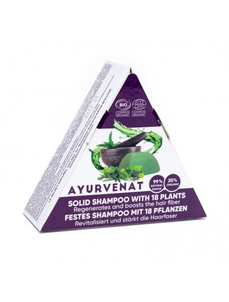 Image principale de Shampooing Solide ayurvédique aux 18 plantes actives Bio - Ayurvenat 50 g - Le Secret Naturel