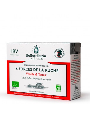 Image de Préparation Dynamisée 4 Forces de la Ruche Bio - Vitalité 10 ampoules de 10 ml - Ballot-Flurin via Pain d'Abeilles Bio - Fibres et Protéines - Propolia