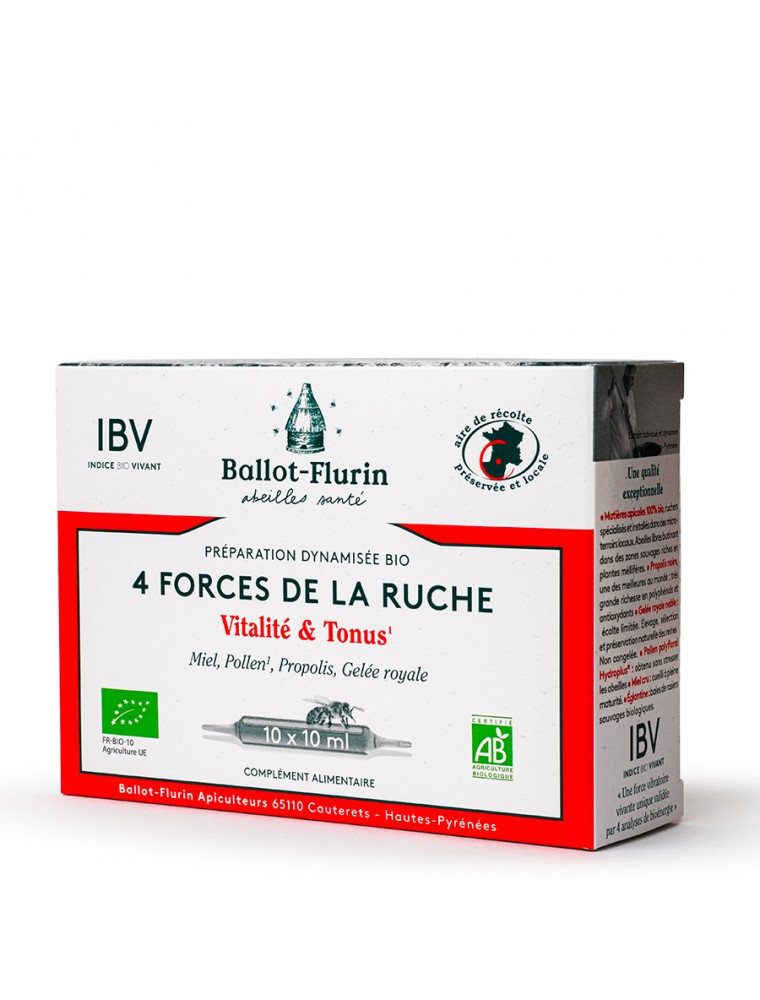 Image principale de la modale pour Préparation Dynamisée 4 Forces de la Ruche Bio - Vitalité 10 ampoules de 10 ml - Ballot-Flurin