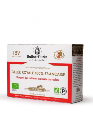 Image de Préparation Dynamisée Gelée Royale Française Bio - Revitalisant 10 ampoules de 10 ml - Ballot-Flurin via Miel Thym Bio 480g - Maux d'hiver - Ballot-Flurin