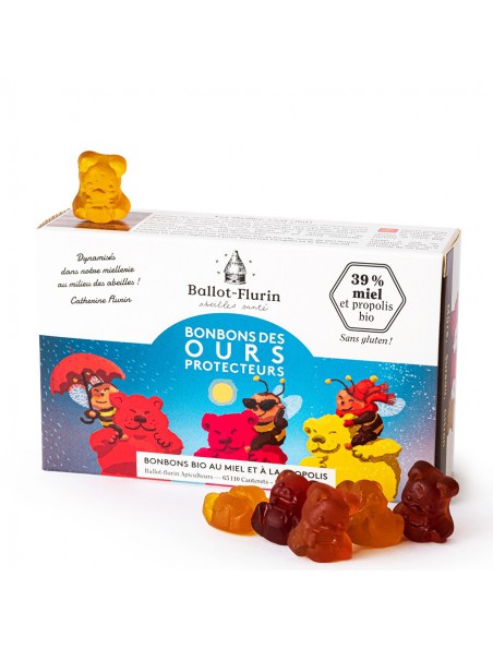 Bonbons des ours protecteurs Bio - Miel et Propolis 100g - Ballot-Flurin