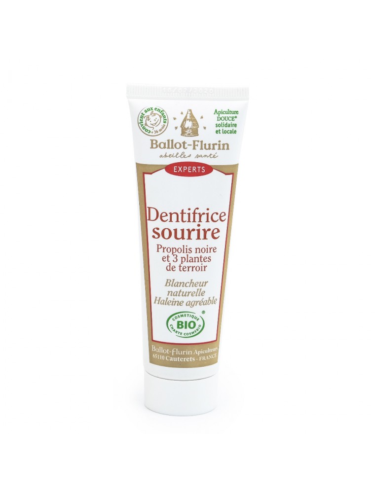 Image principale de la modale pour Dentifrice sourire Bio - Propolis noire et 3 plantes 50 ml - Ballot-Flurin