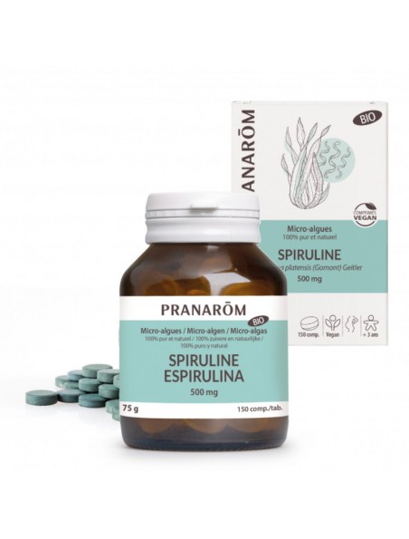Achetez Spiruline Bio - Revitalisant 150 comprimés - Pranarôm à l'herboristerie Louis Image principale de Spiruline Bio - Revitalisant 150 comprimés - Pranarôm
