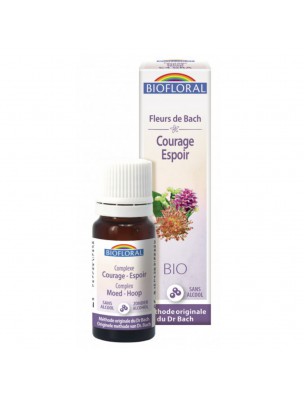 Image de Complex Courage Hope N°4 Organic - Granules Flowers of Bach 10 ml - Biofloral depuis Rescue de Bacha mixture of five solutions in case of emergency
