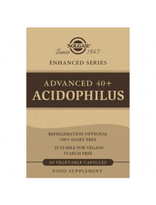 Image de Advanced 40 Plus Acidophillus - Probiotiques 60 gélules végétales - Solgar depuis Prébiotiques et Probiotiques : des alliés pour votre santé