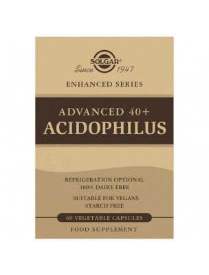 Image de Advanced 40 Plus Acidophillus - Probiotiques 60 gélules végétales - Solgar depuis PrestaBlog