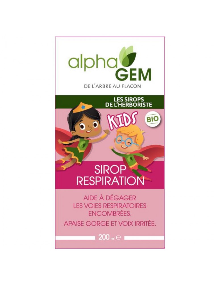Image principale de la modale pour Sirop Respiration Enfants Kids Bio - Voies respiratoires 200 ml - Alphagem